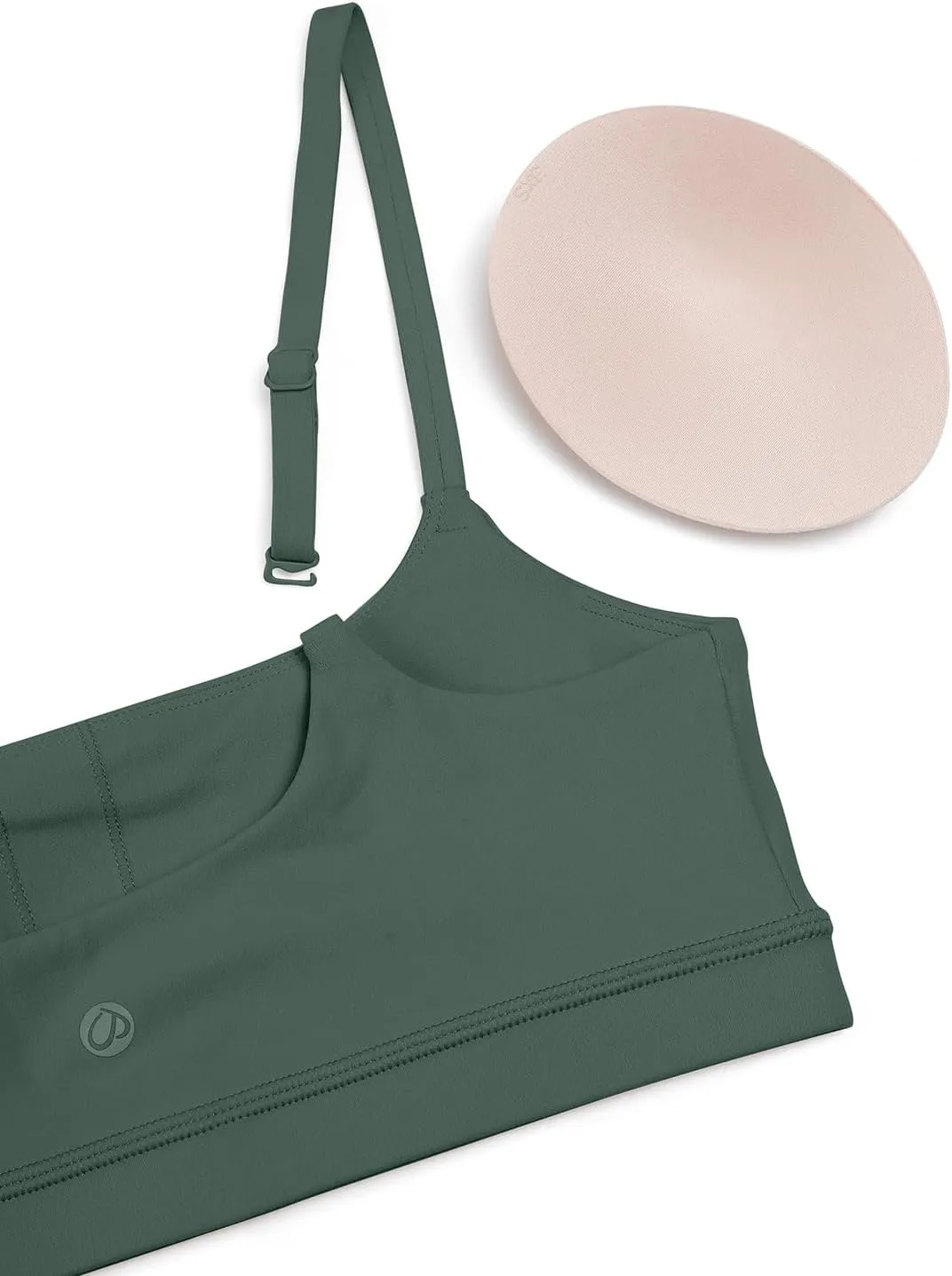 CRZ YOGA Womens Butterluxe Adjustable Spaghetti Strap Sports Bra - Scoop Neck Wireless Padded Yoga Workout Crop Top