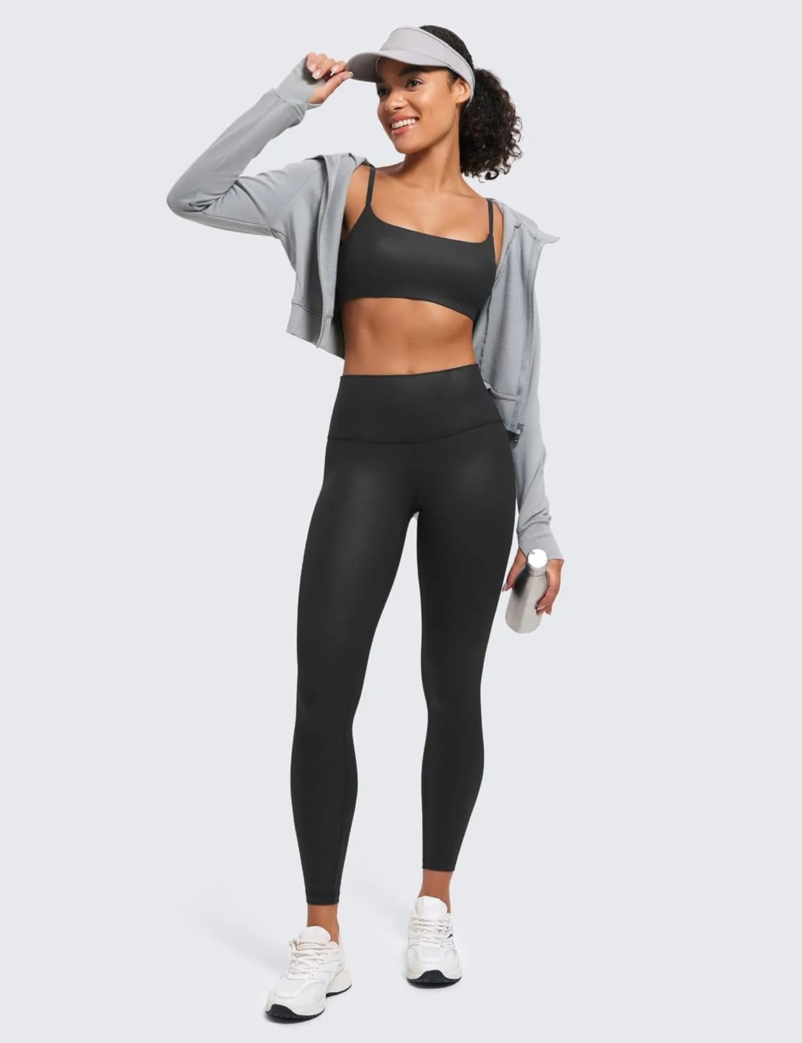CRZ YOGA Womens Butterluxe Adjustable Spaghetti Strap Sports Bra - Scoop Neck Wireless Padded Yoga Workout Crop Top