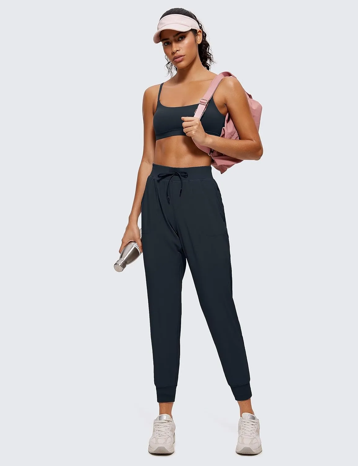 CRZ YOGA Womens Butterluxe Adjustable Spaghetti Strap Sports Bra - Scoop Neck Wireless Padded Yoga Workout Crop Top