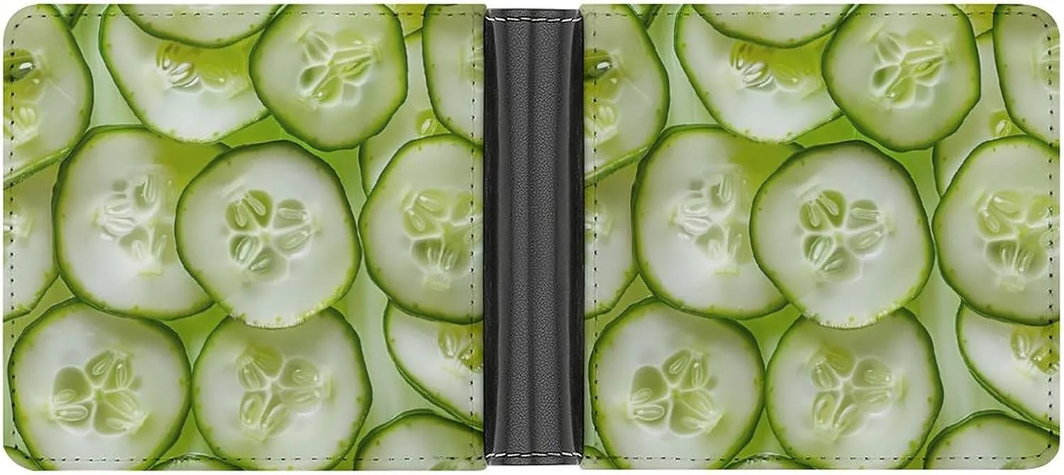 Cucumber Slices Funny Men's Slim Bifold Wallet with Multiple Card Slots Front Pocket Purse