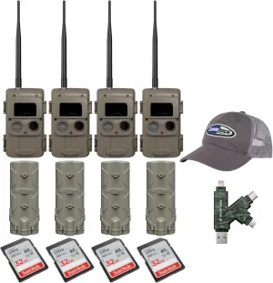 Cuddeback CuddeLink Wireless Trail Camera System - 3rd Gen Sensor Technology for Wildlife Monitoring - Expandable Range, Fast Trigger Speeds Bundle with PW-001 Trail Camera Accessories (4-Pack)