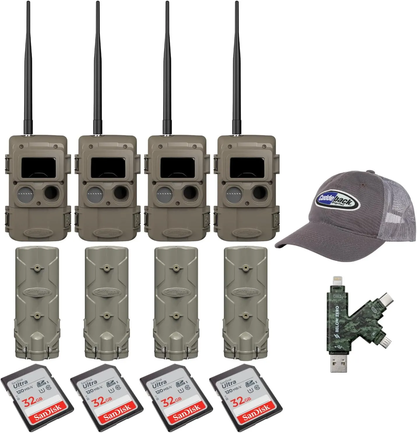 Cuddeback CuddeLink Wireless Trail Camera System - 3rd Gen Sensor Technology for Wildlife Monitoring - Expandable Range, Fast Trigger Speeds Bundle with PW-001 Trail Camera Accessories (4-Pack)