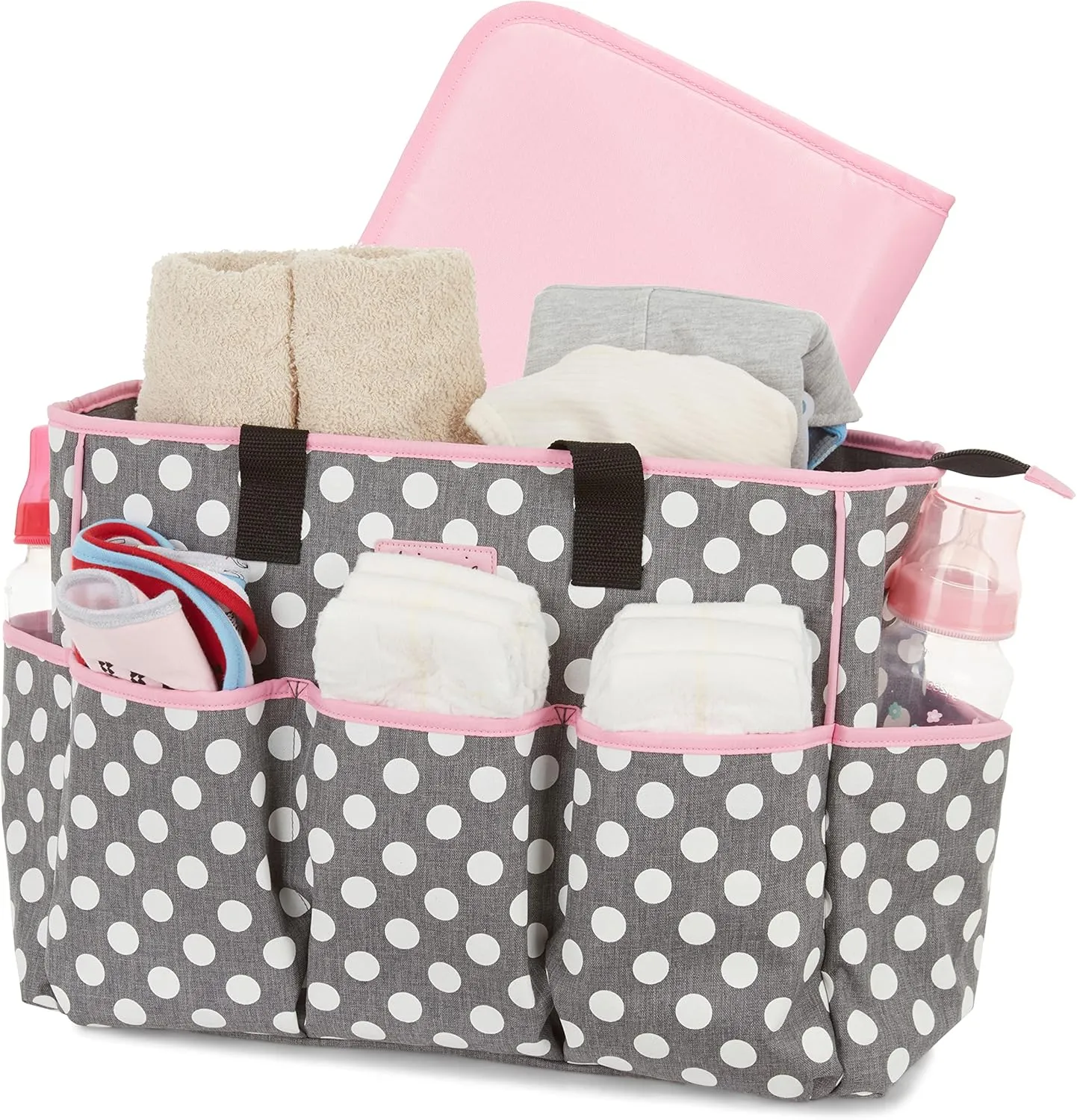 Cudlie Tote Diaper Bag and Changing Pad, Minnie Mouse Polka Dot Print Large