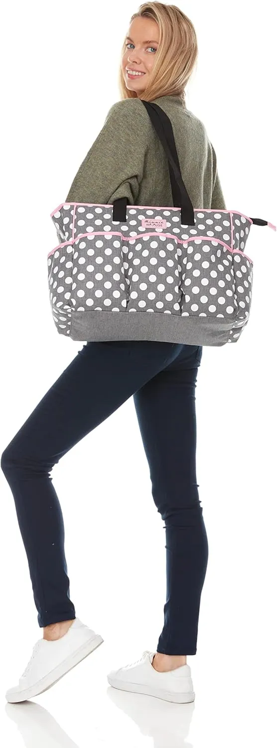 Cudlie Tote Diaper Bag and Changing Pad, Minnie Mouse Polka Dot Print Large