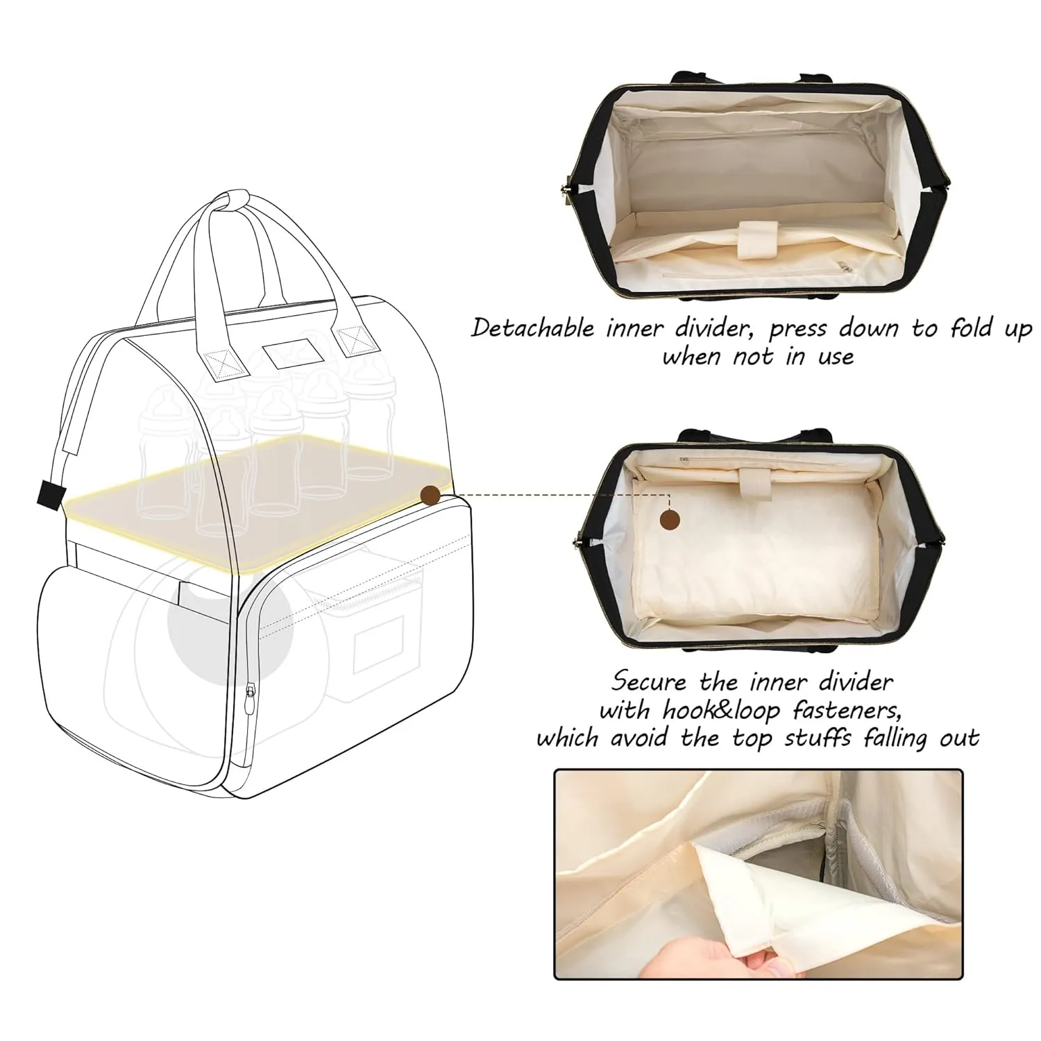 CURMIO Breast Pump Bag Backpack Compatible for Spectra S1, S2, Medela, Pumping Tote with Compartment for Cooler Bag, with Padded Laptop Sleeve for Working Moms, Black