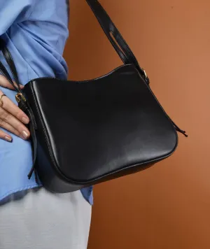 curved shoulder bag - Black