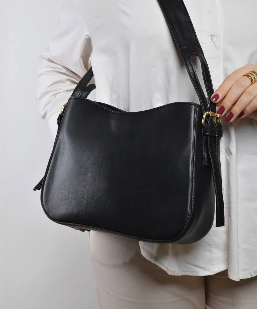 curved shoulder bag - Black