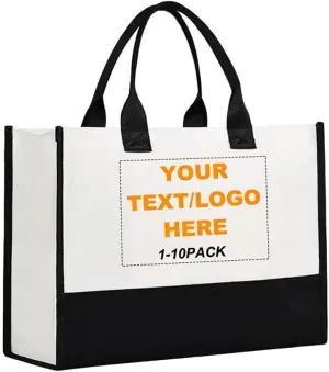 Custom Embroidery/Printing Canvas Tote Bags with Your Text/Logo,Personalized Reusable Handbags Suitable for Women