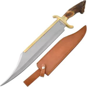 Custom Handmade Full Tang Real Crown Montana Stag Horn Handle Hunting Knife