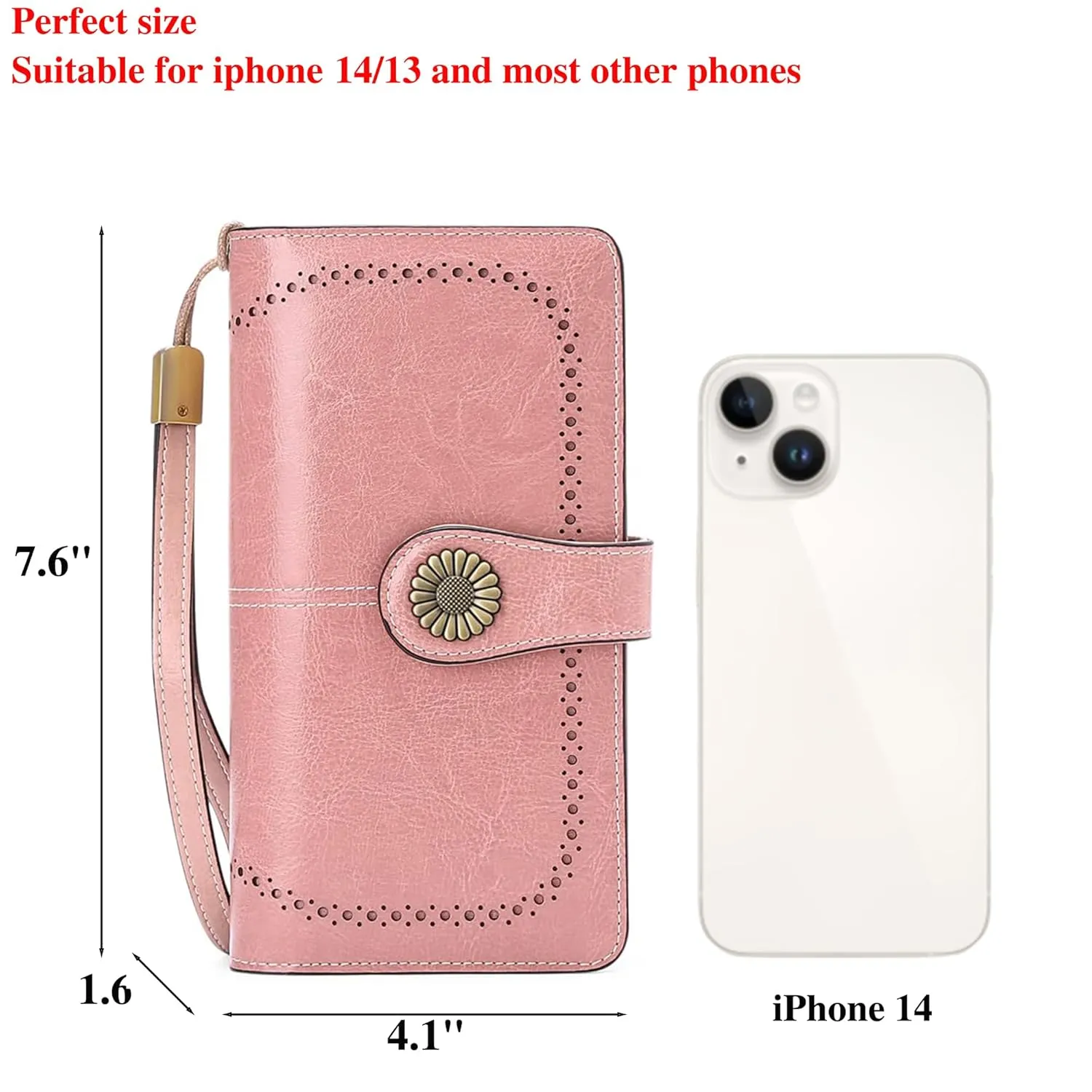 Custom Wristlet Wallet,Personalized Engraved Name Wallets with RFID Blocking Large Capacity Clutch Purse Credit Card Holder with Zipper Pocket for Women (Light pink)