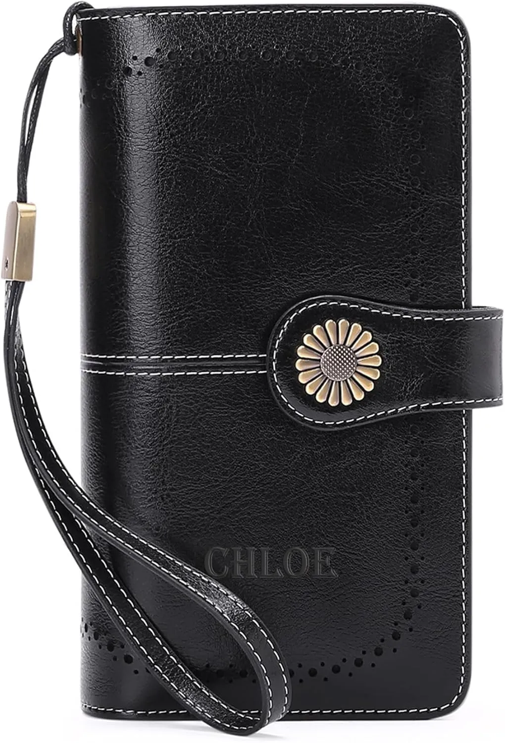 Custom Wristlet Wallet,Personalized Engraved Name Wallets with RFID Blocking Large Capacity Wristlet Clutch Purse Credit Card Holder for Women (Genuine Leather, Black)