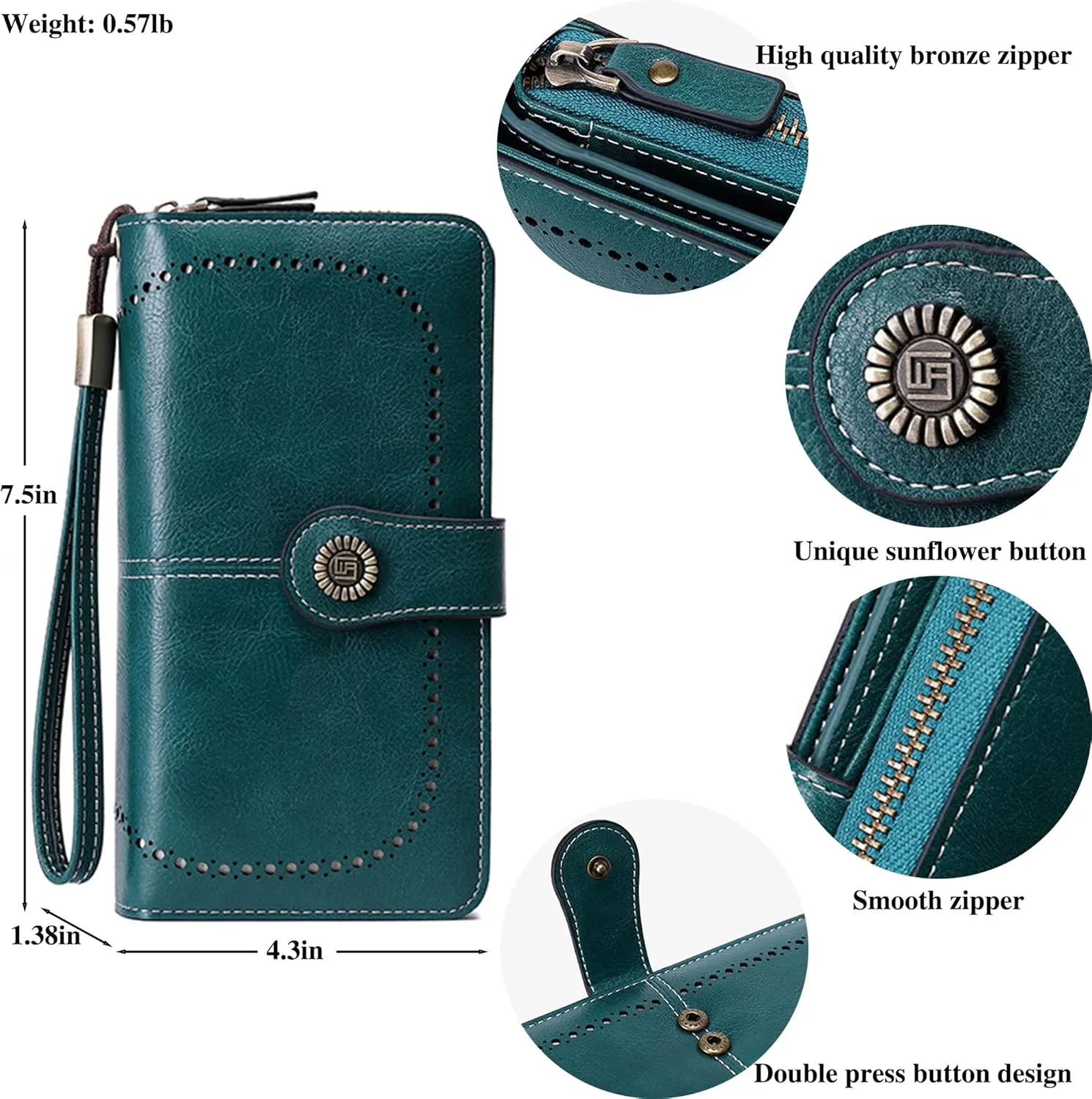 Custom Wristlet Wallet,Personalized Engraved Name Wallets with RFID Blocking Large Capacity Wristlet Clutch Purse Credit Card Holder for Women(Leather,Black-1)