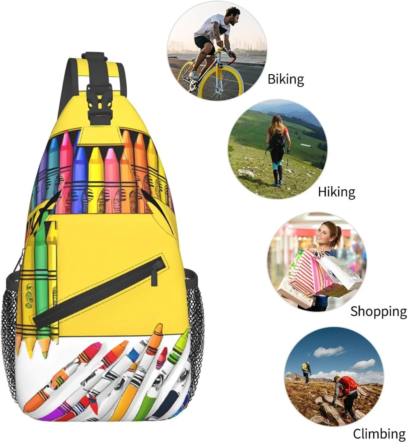 Cute Crayons Box Print Cross Chest Bag Diagonally Durable & Comfortable For Travel And Daily Use