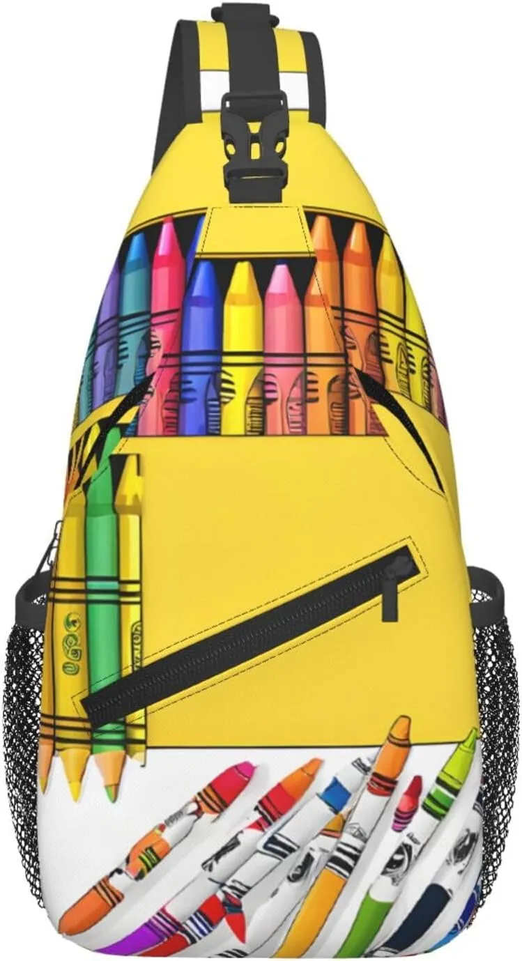 Cute Crayons Box Print Cross Chest Bag Diagonally Durable & Comfortable For Travel And Daily Use