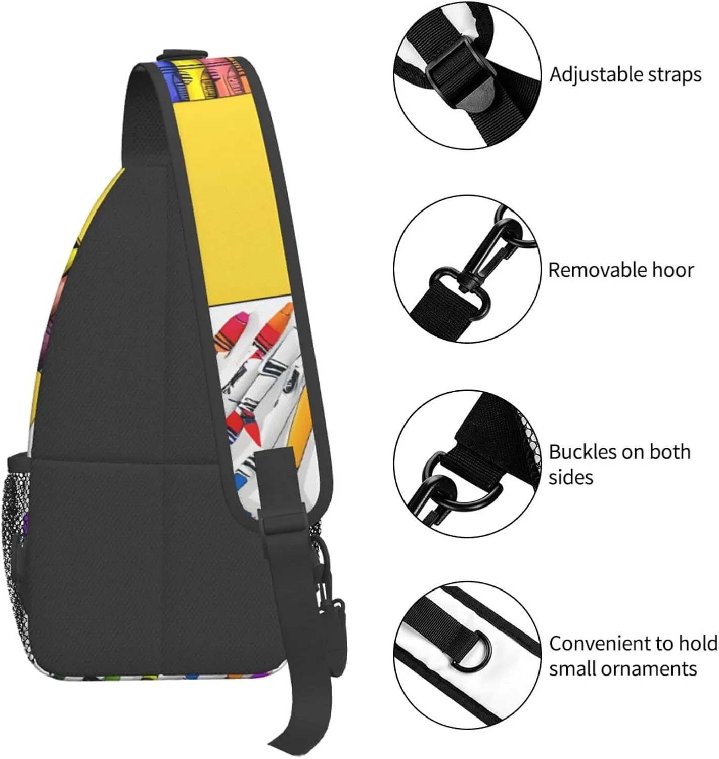 Cute Crayons Box Print Cross Chest Bag Diagonally Durable & Comfortable For Travel And Daily Use