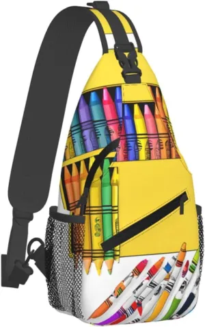 Cute Crayons Box Print Cross Chest Bag Diagonally Durable & Comfortable For Travel And Daily Use