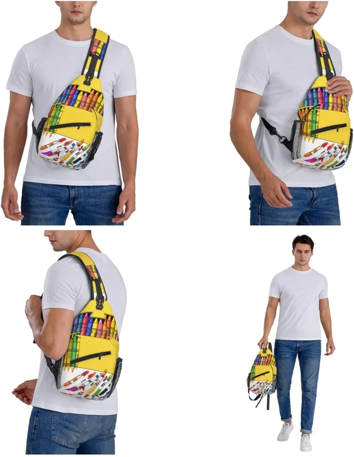 Cute Crayons Box Print Cross Chest Bag Diagonally Durable & Comfortable For Travel And Daily Use