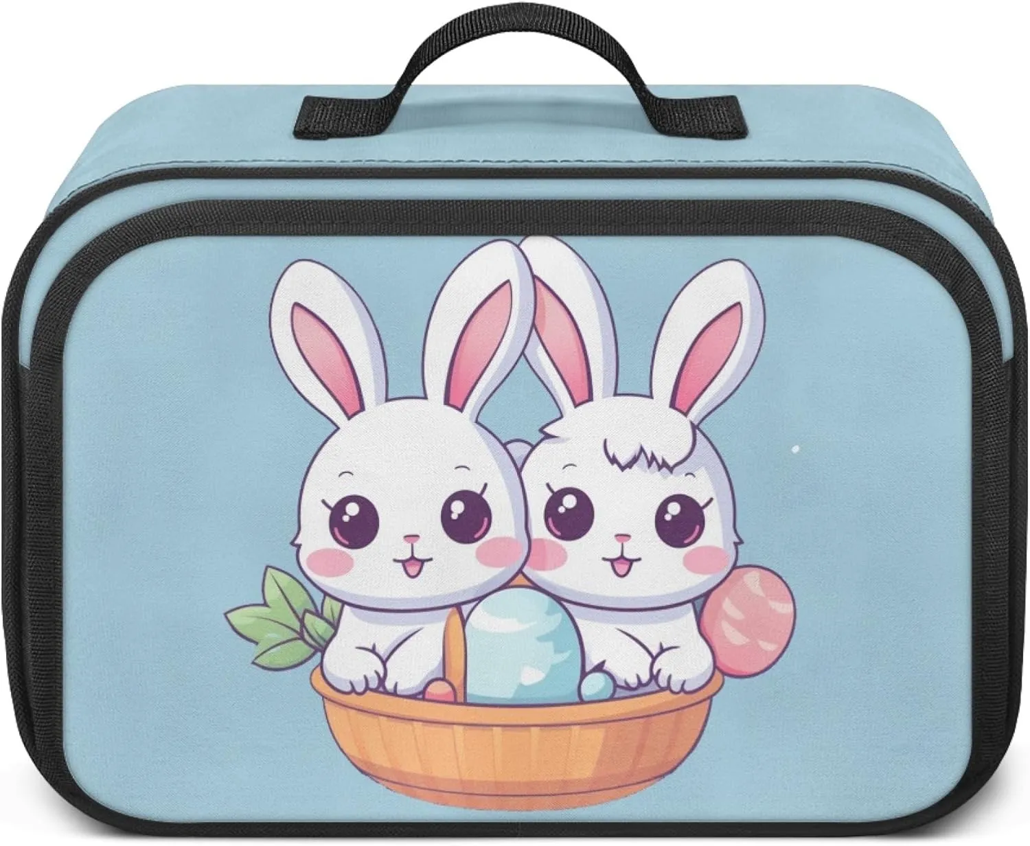 Cute Rabbit Easter Egg Mini Diaper Bag Purse Crossbody Diaper Bag with Pokcet Mini Diaper Bag Crossbody Storage Bin for Diapers Blue