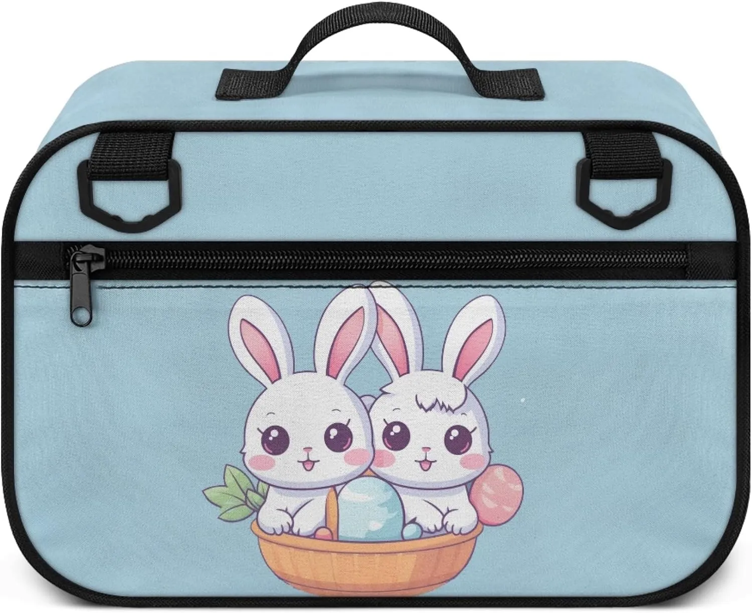 Cute Rabbit Easter Egg Mini Diaper Bag Purse Crossbody Diaper Bag with Pokcet Mini Diaper Bag Crossbody Storage Bin for Diapers Blue