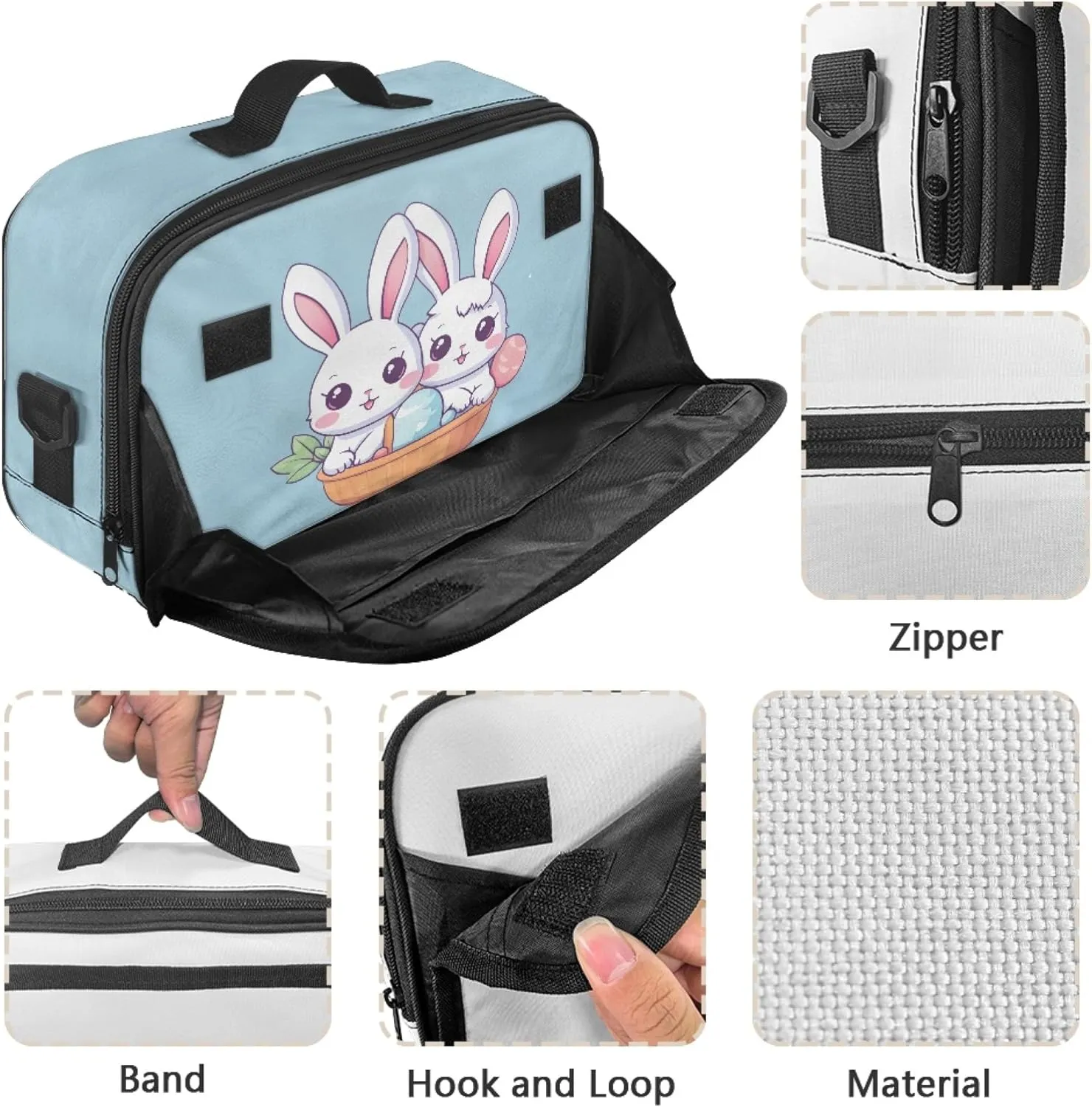 Cute Rabbit Easter Egg Mini Diaper Bag Purse Crossbody Diaper Bag with Pokcet Mini Diaper Bag Crossbody Storage Bin for Diapers Blue