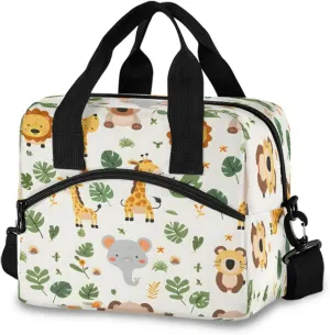 Cute Safari Animals Lunch Box for Men Women Adults Insulated Lunch Bag Cooler Bag with Adjustable Shoulder Strap for Work Picnic Travel