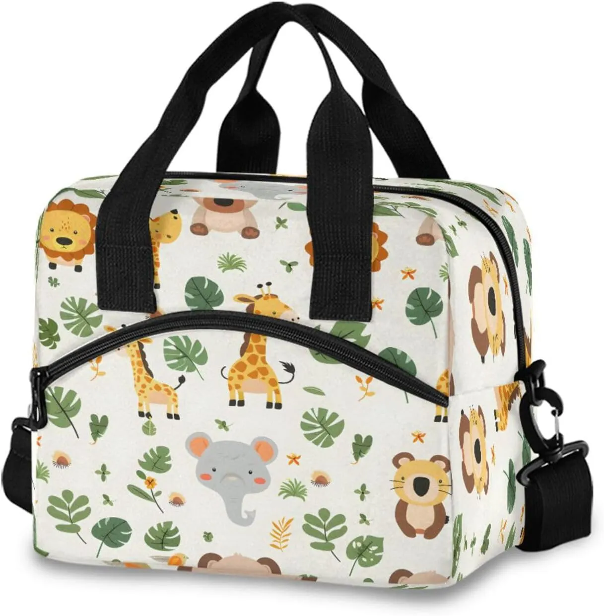 Cute Safari Animals Lunch Box for Men Women Adults Insulated Lunch Bag Cooler Bag with Adjustable Shoulder Strap for Work Picnic Travel