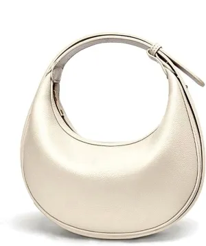 Cute shoulder bag Hobo Purses PU Leather Handbag moon bag Adjustable CrossBody Bag with Zipper-white