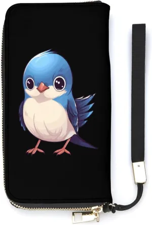 Cute Swallow Wristlet Wallet Leather Long Card Holder Purse Slim Clutch Handbag for Women