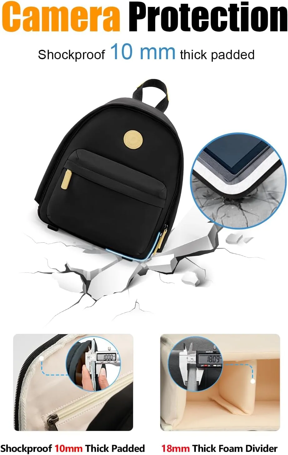 Cwatcun Camera Backpack Bag Small for Women,Fashion DSLR Camera Bag with Tripod Strap Laptop Compartment and Padded Dividers Lightweight Photograhy Cute Backpack Case for Cameras Accessories