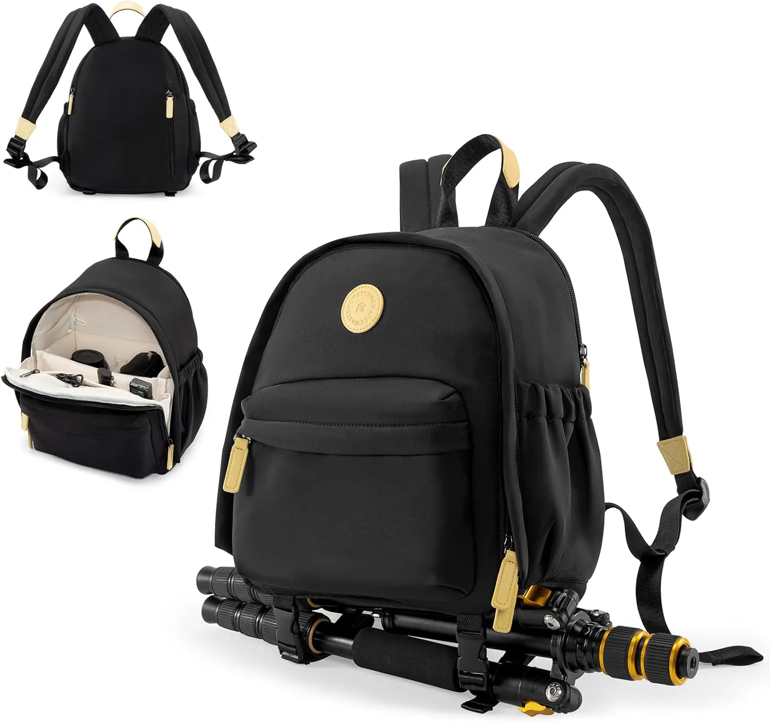 Cwatcun Camera Backpack Bag Small for Women,Fashion DSLR Camera Bag with Tripod Strap Laptop Compartment and Padded Dividers Lightweight Photograhy Cute Backpack Case for Cameras Accessories