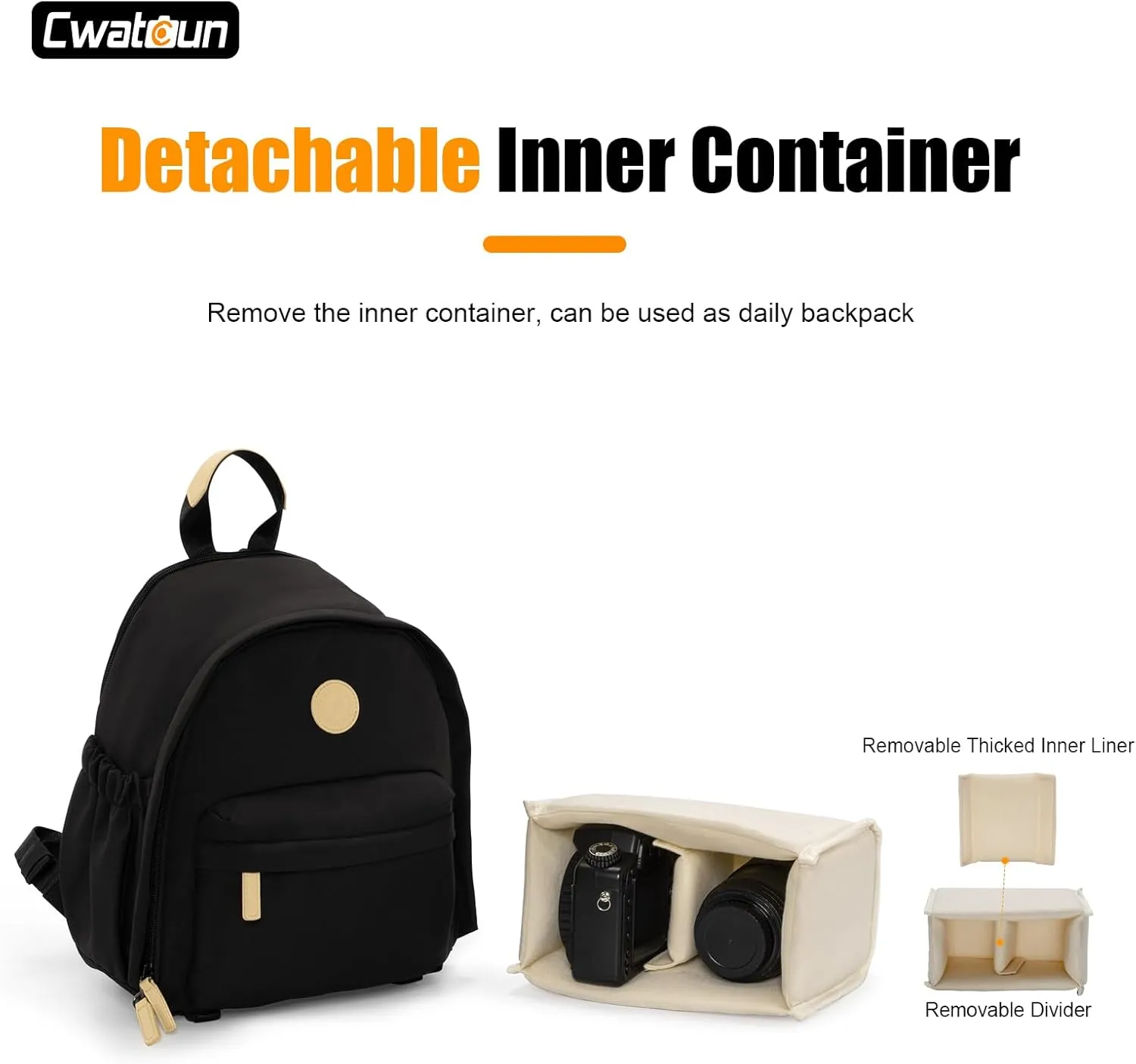 Cwatcun Camera Backpack Bag Small for Women,Fashion DSLR Camera Bag with Tripod Strap Laptop Compartment and Padded Dividers Lightweight Photograhy Cute Backpack Case for Cameras Accessories