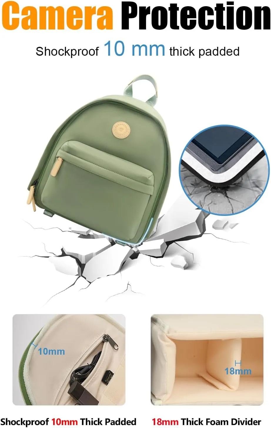 Cwatcun Camera Backpack Bag Small for Women，Stylish DSLR/SLR Camera Bag with Tripod Strap Laptop Compartment and Dividers Lightweight Photograhy Backpack Cute Case for Canon/Nikon/Sony Accessories