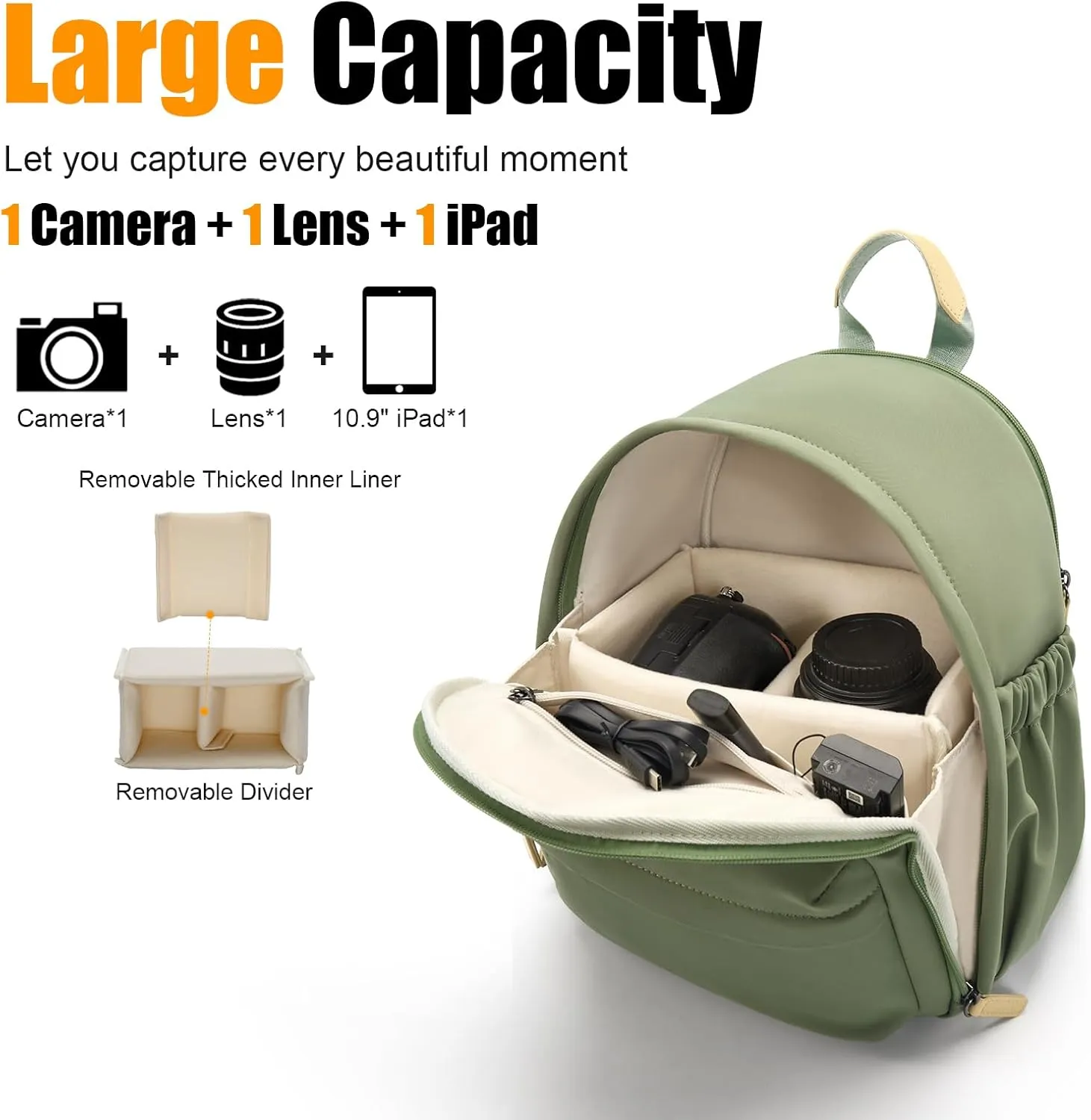 Cwatcun Camera Backpack Bag Small for Women，Stylish DSLR/SLR Camera Bag with Tripod Strap Laptop Compartment and Dividers Lightweight Photograhy Backpack Cute Case for Canon/Nikon/Sony Accessories