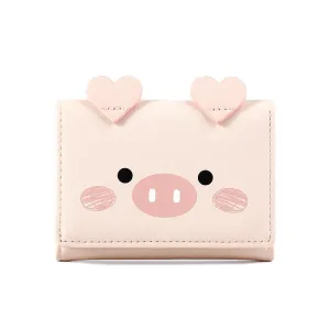 Cyflymder New Cute Cartoon Pig Designer Wallet PU Leather Women Purse Ladies Trifold Wallets Female Small Money Purses
