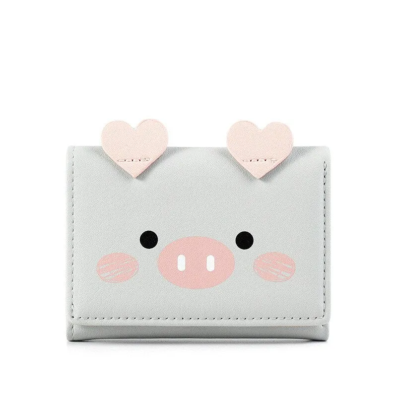 Cyflymder New Cute Cartoon Pig Designer Wallet PU Leather Women Purse Ladies Trifold Wallets Female Small Money Purses