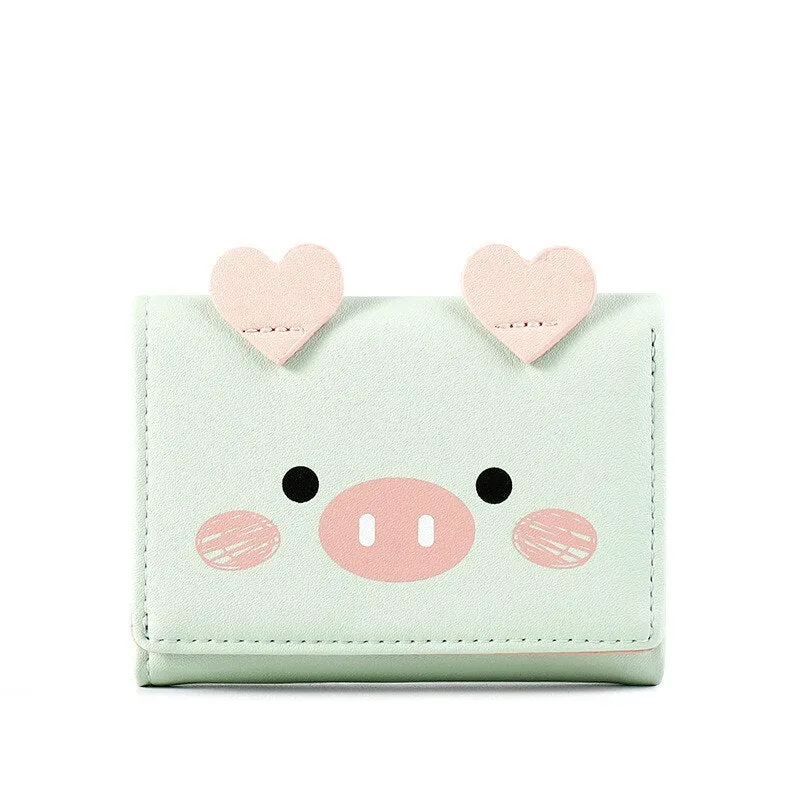 Cyflymder New Cute Cartoon Pig Designer Wallet PU Leather Women Purse Ladies Trifold Wallets Female Small Money Purses