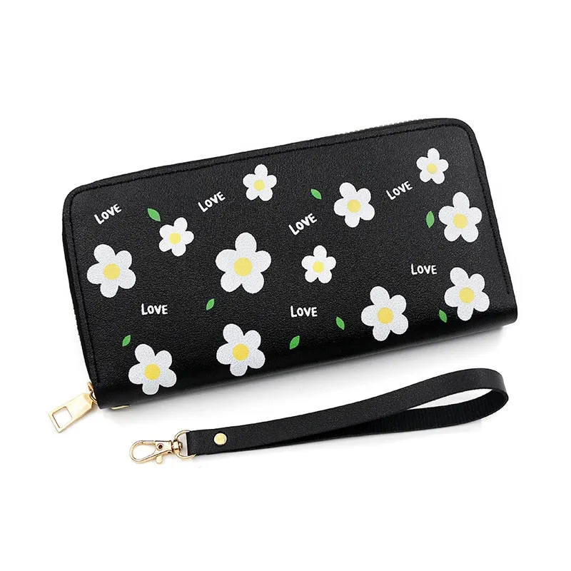 Cyflymder Print Women Long Wallets PU Leather Large-Capacity Zipper Purse Mobile Phone Clutch Money Bag  ID Credit Card Holder