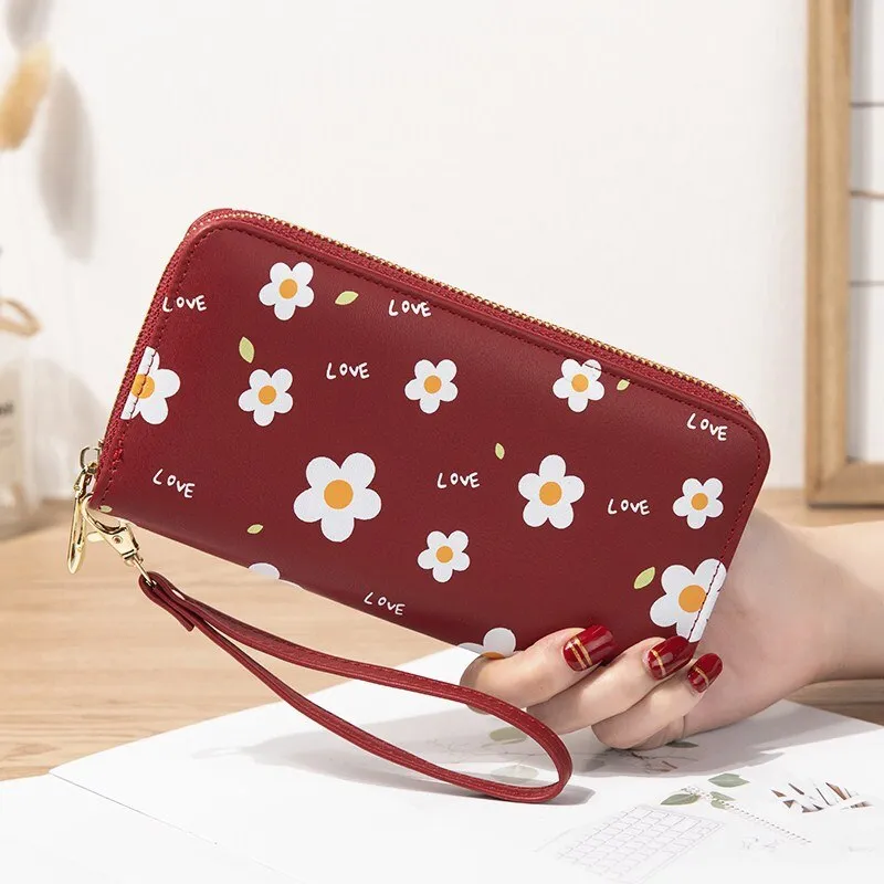 Cyflymder Print Women Long Wallets PU Leather Large-Capacity Zipper Purse Mobile Phone Clutch Money Bag  ID Credit Card Holder