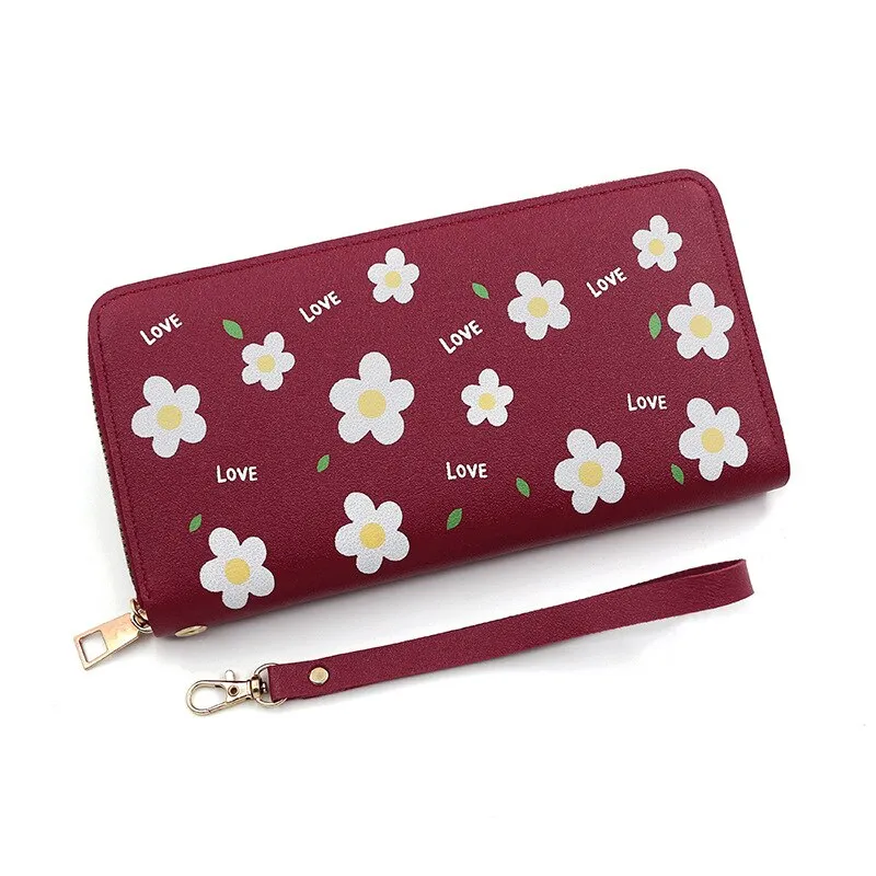 Cyflymder Print Women Long Wallets PU Leather Large-Capacity Zipper Purse Mobile Phone Clutch Money Bag  ID Credit Card Holder