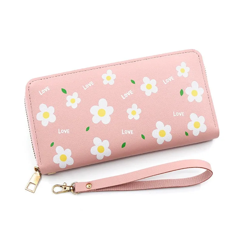Cyflymder Print Women Long Wallets PU Leather Large-Capacity Zipper Purse Mobile Phone Clutch Money Bag  ID Credit Card Holder