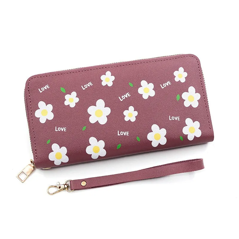 Cyflymder Print Women Long Wallets PU Leather Large-Capacity Zipper Purse Mobile Phone Clutch Money Bag  ID Credit Card Holder