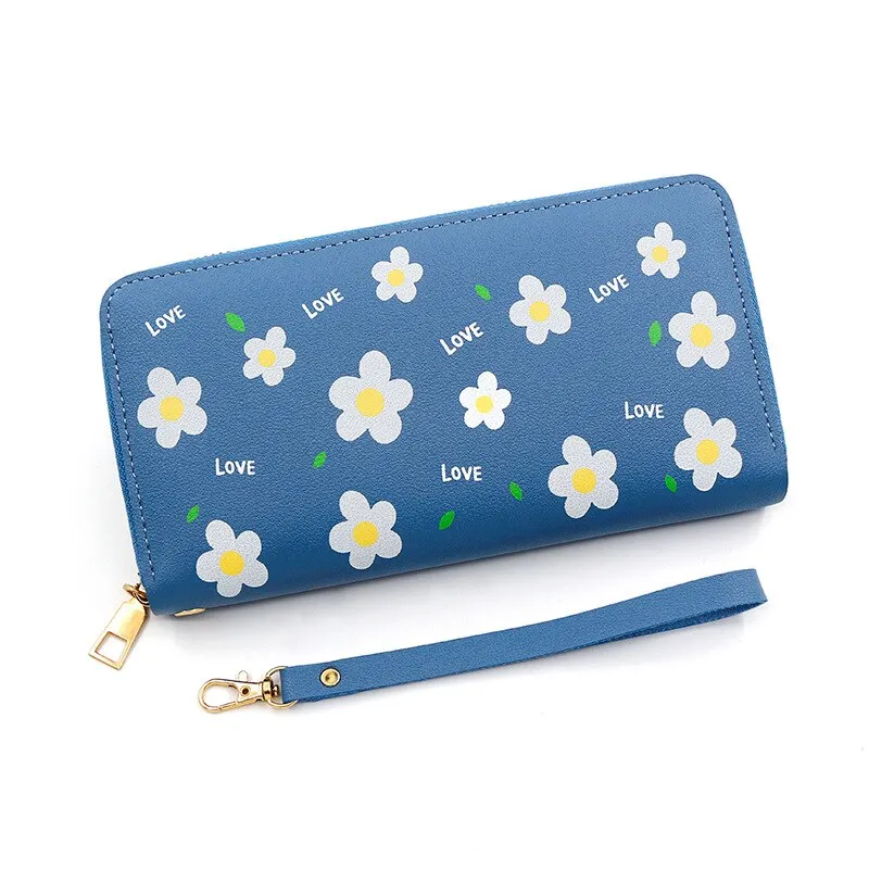 Cyflymder Print Women Long Wallets PU Leather Large-Capacity Zipper Purse Mobile Phone Clutch Money Bag  ID Credit Card Holder