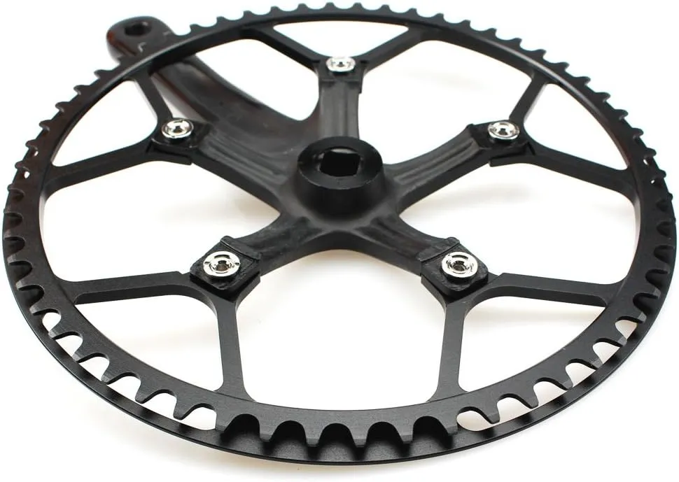 CYSKY Single Speed Crankset MTB Crankset 53T/56T/58T 170mm Crank Arm 130 BCD Mountain Bike Crankset IXF Crankset for Single Speed Bike, Road Bicycle, Fixed Gear, Fixie, Dahon (Square Taper, Black)