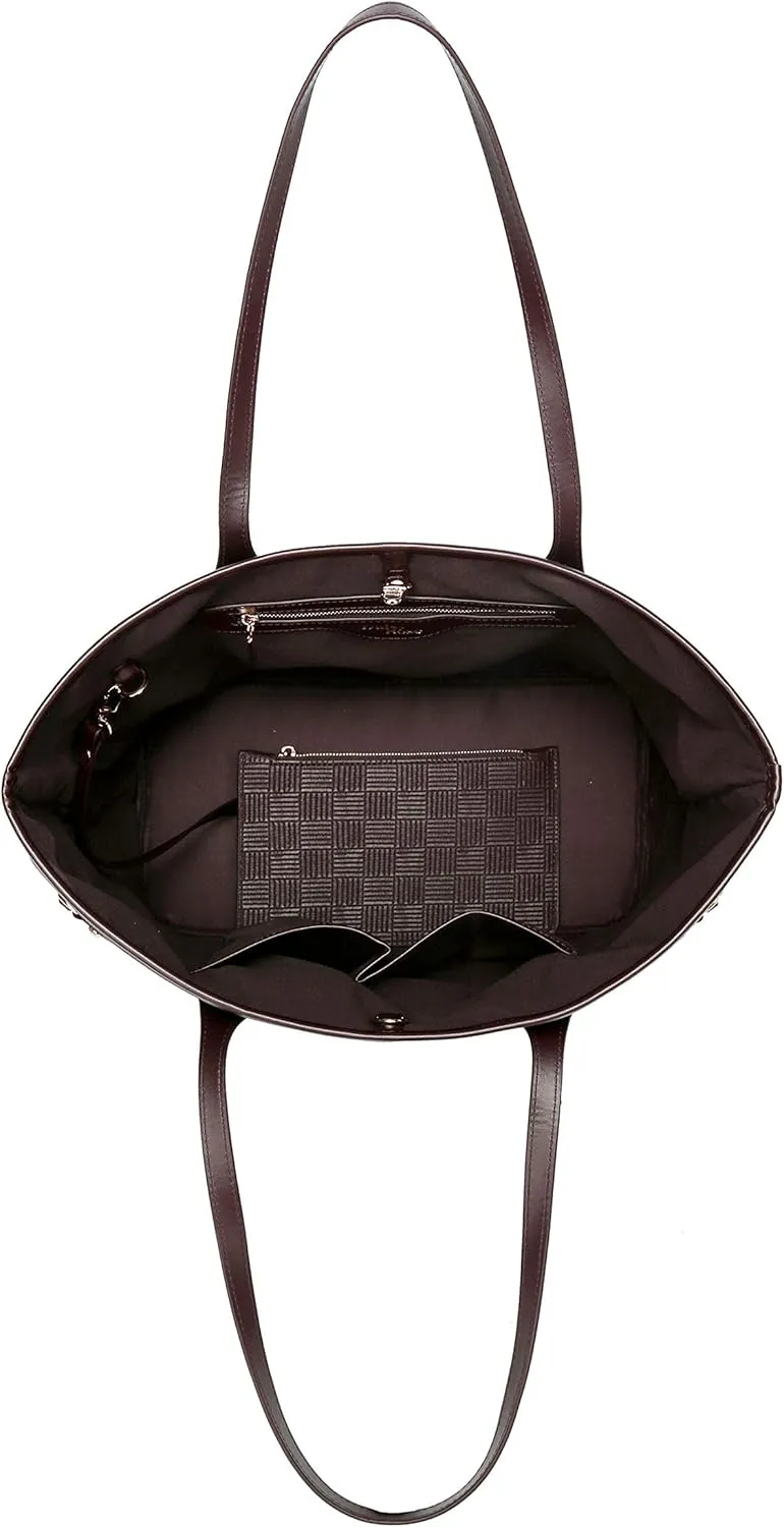 Daisy Rose Tote Shoulder Travel Bag & Matching Clutch PU Vegan Leather