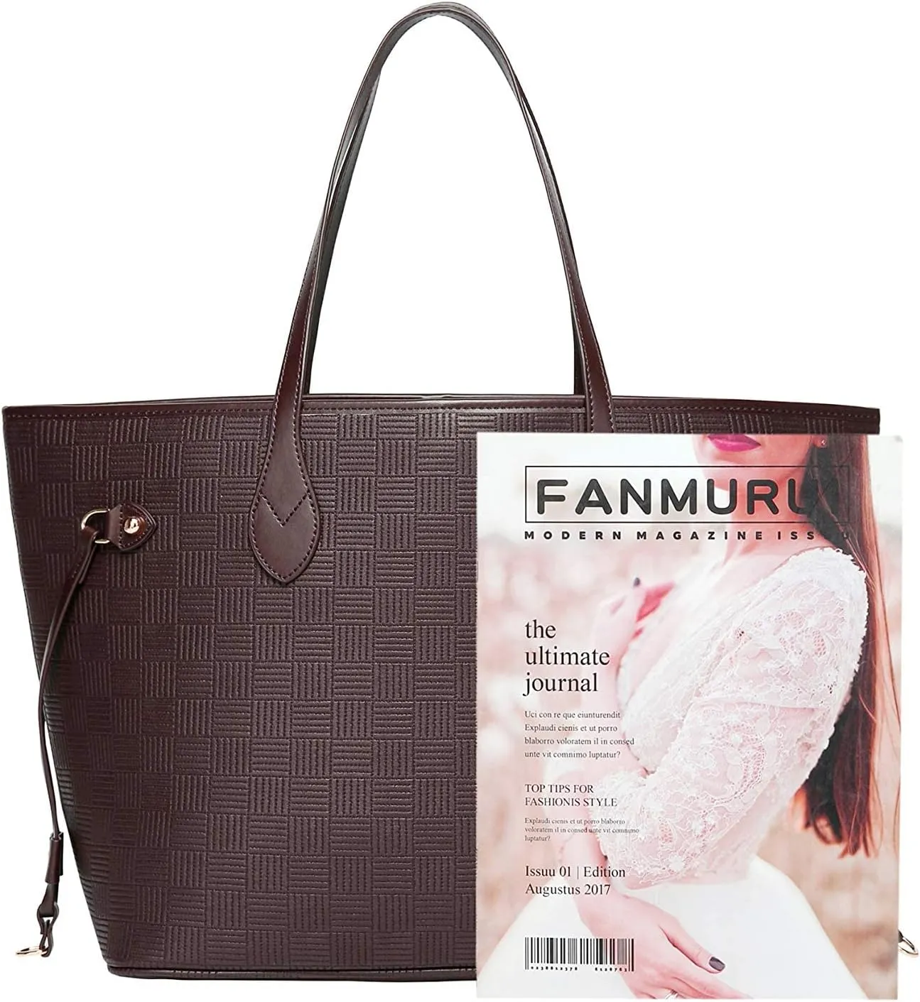 Daisy Rose Tote Shoulder Travel Bag & Matching Clutch PU Vegan Leather