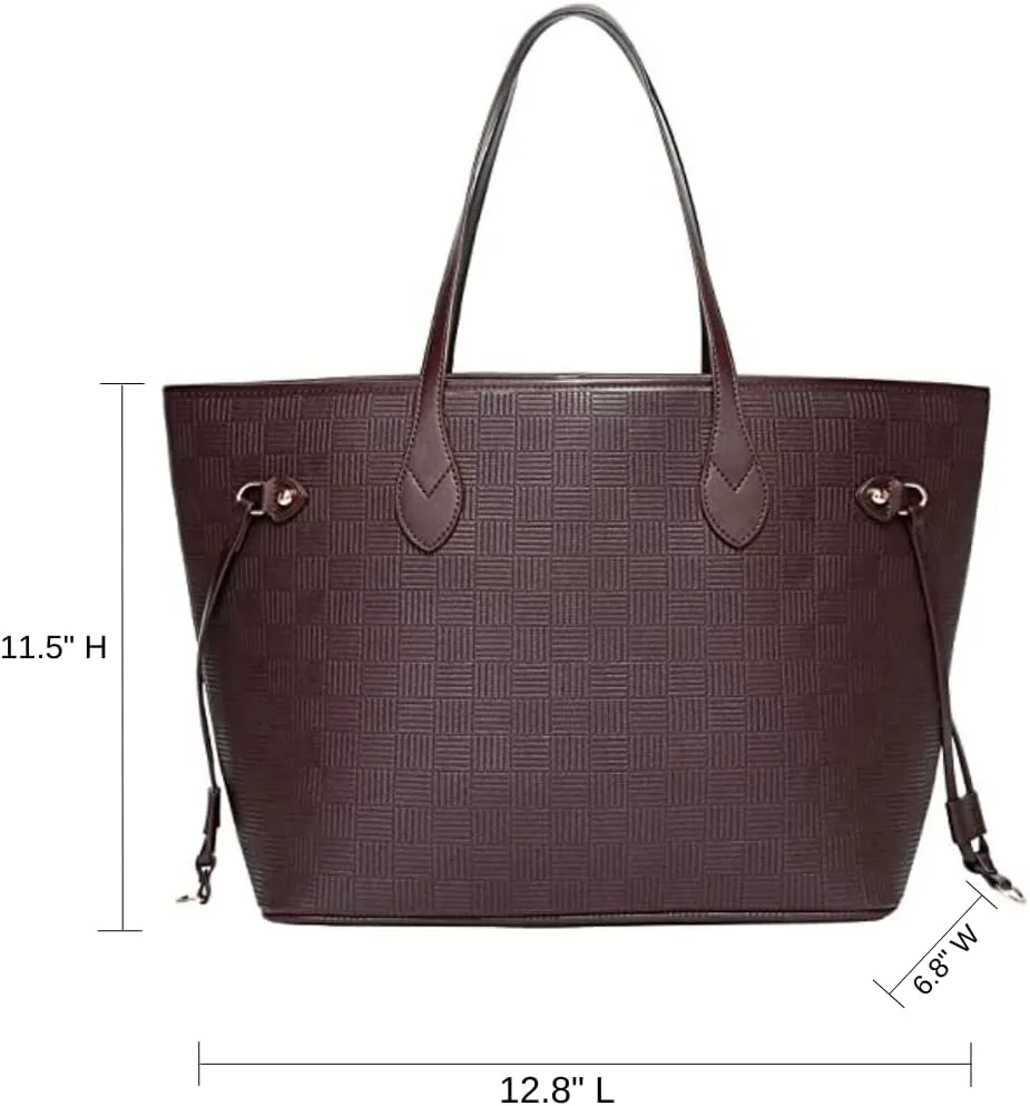 Daisy Rose Tote Shoulder Travel Bag & Matching Clutch PU Vegan Leather
