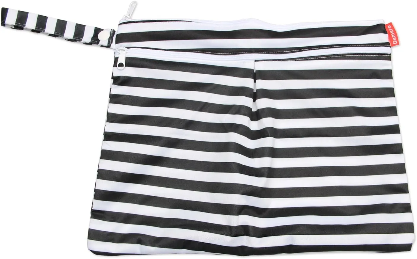 Damero 3pcs Travel Wet and Dry Bag with Handle for Cloth Diaper, Pumping Parts, Clothes, Swimsuit and More, Easy to Grab and Go, Black Strips