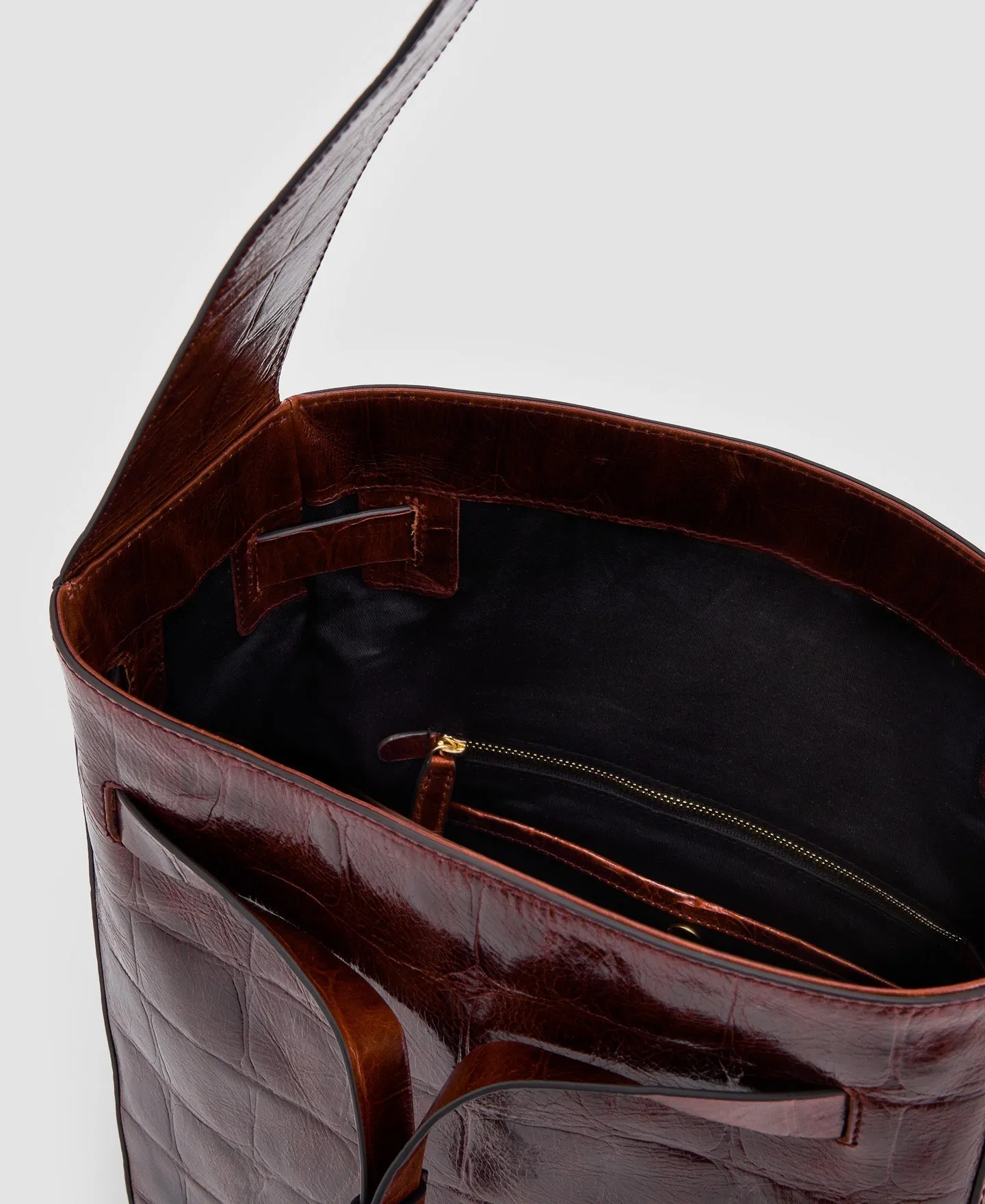 Dark Brown Leather Hobo Bag