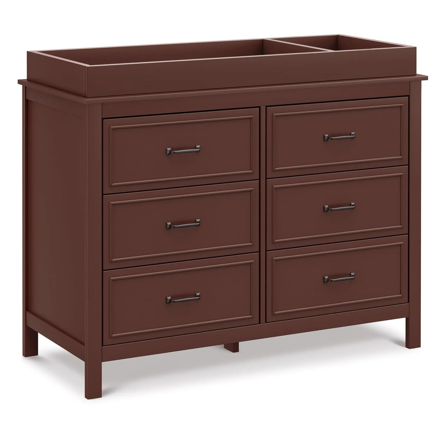 DaVinci Charlie 6-Drawer Baby Dresser - Wooden Double Chest of Drawers for Kids, Boys and Girls - Multi-Purpose Storage Dresser for Bedroom, Nursery, Living Room & Hallway, Easy to Assemble - Crimson