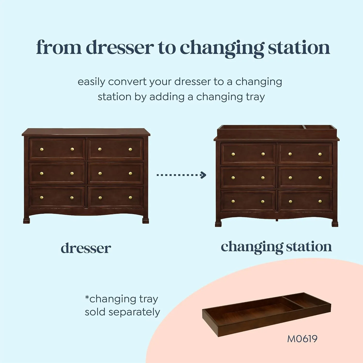 DaVinci Kalani 6-Drawer Baby Dresser for Nursery - Wooden Double Chest of Drawers for Kids, Boys and Girls - Multi-Purpose Storage Espresso Dresser for Bedroom, Living Room & Hallway, Easy to Assemble